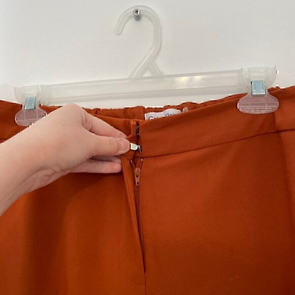 CALVIN KLEIN Plus Size Lux Highline Pants Orange High Waisted Pleated Cropped?? - Picture 4 of 14